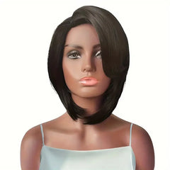 Heat Resistant Side Bangs Natural Black Wig - Pure Hair Gaze