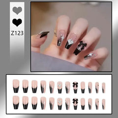 24pcs Reusable Press-On Fake Nails with Designs - Aurora Diamond Tips - Pure Hair Gaze