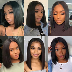 Double Drawn Bone Straight Short Bob Wig 13X4 Lace Front Human Hair  - Pure Hair Gaze