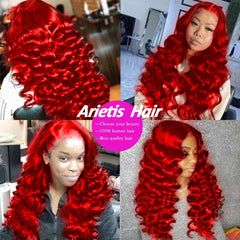 Hot Red Loose Deep Wave Bundles With Closure - Pure Hair Gaze