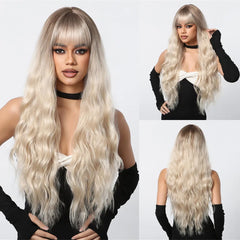 Heat Resistant Ash Blonde Wavy Wig - Pure Hair Gaze