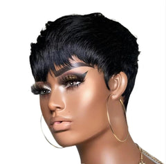 Pixie Cut Human Hair Natural Black Wig - Pure Hair Gaze