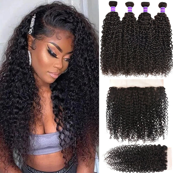 Lace Frontal Kinky Curly Human Hair Bundles