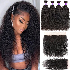 Lace Frontal Kinky Curly Human Hair Bundles - Pure Hair Gaze