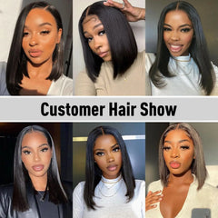 Put on and Go Glueless Wig Human Hair Pre Plucked Pre Cut Lace Bleached Knots Straight Short Bob Wigs Human Hair For Black Women - Pure Hair Gaze