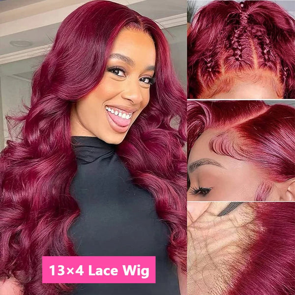 Burgundy Body Wave 13x4 13x6 Hd Lace Frontal Wig
