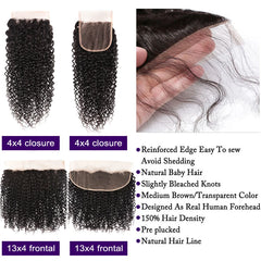 Lace Frontal Kinky Curly Human Hair Bundles - Pure Hair Gaze