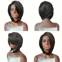 Heat Resistant Side Bangs Natural Black Wig - Pure Hair Gaze