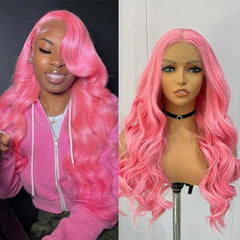 Pink Body Wave Synthetic Lace Front Wig - Pure Hair Gaze