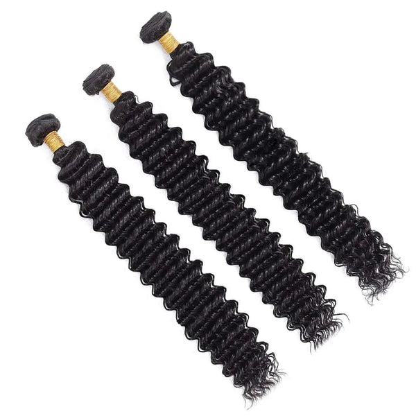 Double Weft Natural Black Hair Curly Bundles