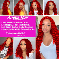 Hot Red Loose Deep Wave Bundles With Closure - Pure Hair Gaze