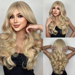 Heat Resistant Ash Blonde Wavy Wig - Pure Hair Gaze