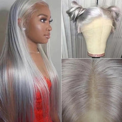 Ash Blonde Grey Human Hair Lace Front Wig - Pure Hair Gaze