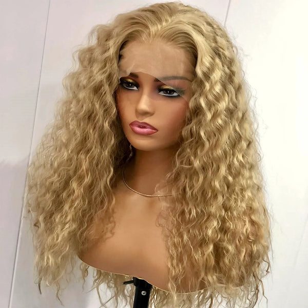 Long Curly Lace Front Ash Blonde Wig