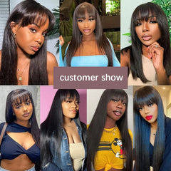 Curtain Bangs 3x1 Middle Part Lace Wig Bone Straight Human Hair Wig - Pure Hair Gaze