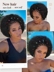 Afro Kinky Curly Human Hair Wig with Braids - Pure Hair Gaze