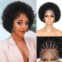 Afro Kinky Curly Human Hair Wig with Braids - Pure Hair Gaze