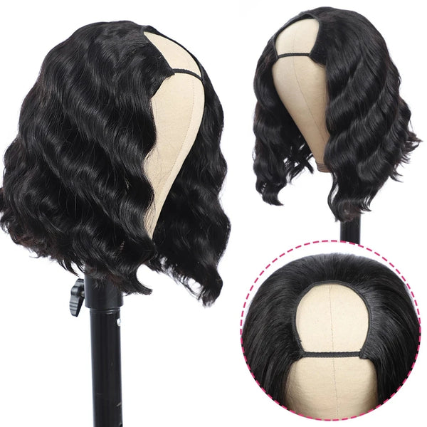 Short Wavy Synthetic U Part Wig