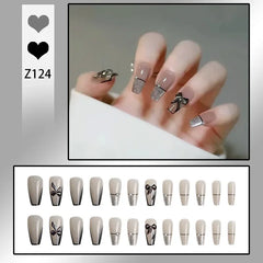 24pcs Reusable Press-On Fake Nails with Designs - Aurora Diamond Tips - Pure Hair Gaze