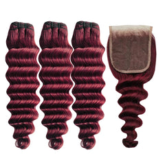 Burgundy Loose Deep Wave Human Hair Extensions - Pure Hair Gaze