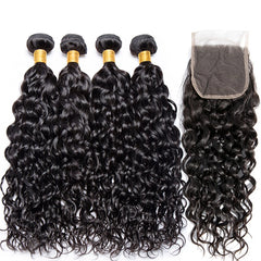 Peruvian Water Wave Bundles With Closure - Pure Hair Gaze