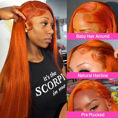 Long Pre Plucked Highlight  Human Hair Ginger Wig - Pure Hair Gaze