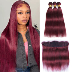 Brazilian Silly Straight Bundles with Frontal - Pure Hair Gaze