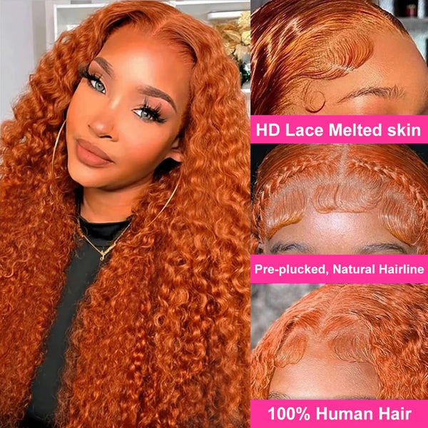 HD Transparent Lace Front Human Hair Ginger Wig