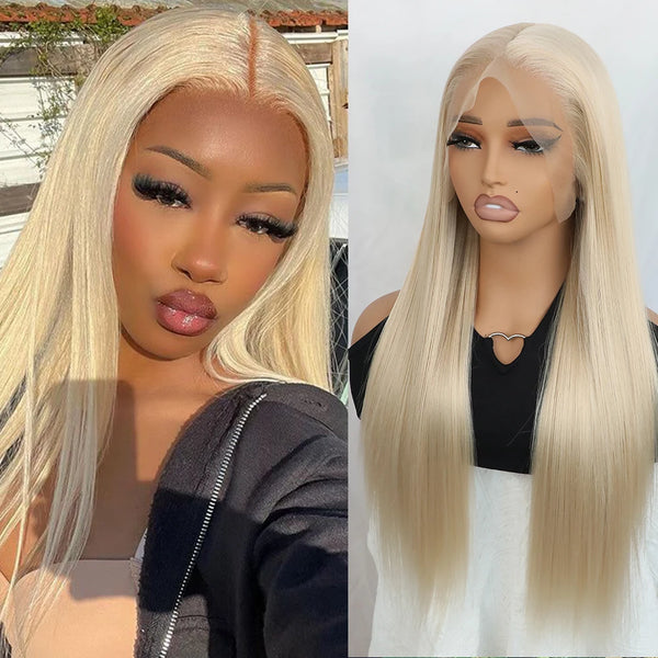 Heat Resistant Glueless Silky Straight Ash Blonde Wig