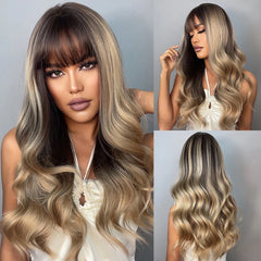 Heat Resistant Ash Blonde Wavy Wig - Pure Hair Gaze