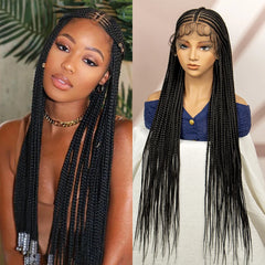 Full Transparent Lace 36 Inches Braided Wig - Pure Hair Gaze