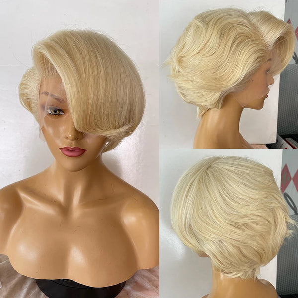 Honey Blonde Short Bob Lace Front Wig Human Hair