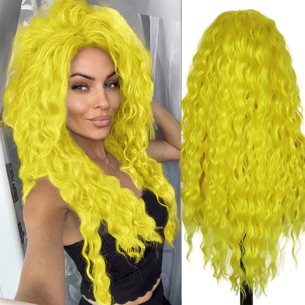 28 Inch Long Carnival Party Yellow Wig