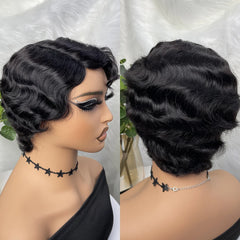 Short Finger Wave Glueless Human Hair Wig - Pure Hair Gaze