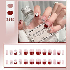 24pcs Reusable Press-On Fake Nails with Designs - Aurora Diamond Tips - Pure Hair Gaze