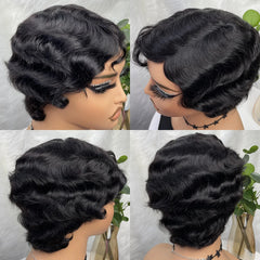 Short Finger Wave Glueless Human Hair Wig - Pure Hair Gaze