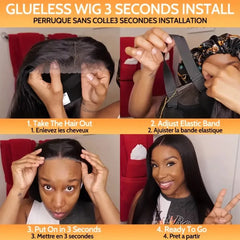 6x4 Wear and Go Glueless Wigs Human Hair Pre Plucked Pre Cut Lace Front Wigs Bone Straight 100% Human Hair Wigs For Women Geeta - Pure Hair Gaze