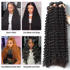 30 40 Inch Deep Wave Brazilian Curly Bundles - Pure Hair Gaze