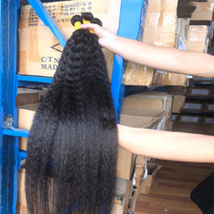 3 Bundles Kinky Straight Peruvian Hair Weave Bundles - Pure Hair Gaze