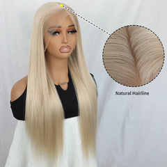 Heat Resistant Glueless Silky Straight Ash Blonde Wig - Pure Hair Gaze