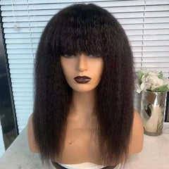 Afro Kinky Straight Wigs with Bangs - Pure Hair Gaze