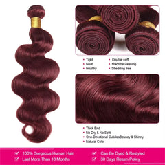 Red Colored Human Hair Body Wave Bundles - Pure Hair Gaze