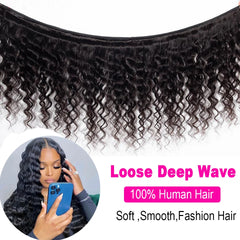 Loose Deep Wave Human Hair Bundles With Closure - Pure Hair Gaze