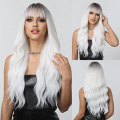 Heat Resistant Ash Blonde Wavy Wig - Pure Hair Gaze