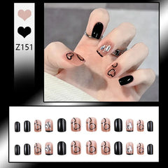 24pcs Reusable Press-On Fake Nails with Designs - Aurora Diamond Tips - Pure Hair Gaze