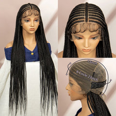 Full Transparent Lace 36 Inches Braided Wig - Pure Hair Gaze