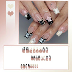 24pcs Reusable Press-On Fake Nails with Designs - Aurora Diamond Tips - Pure Hair Gaze