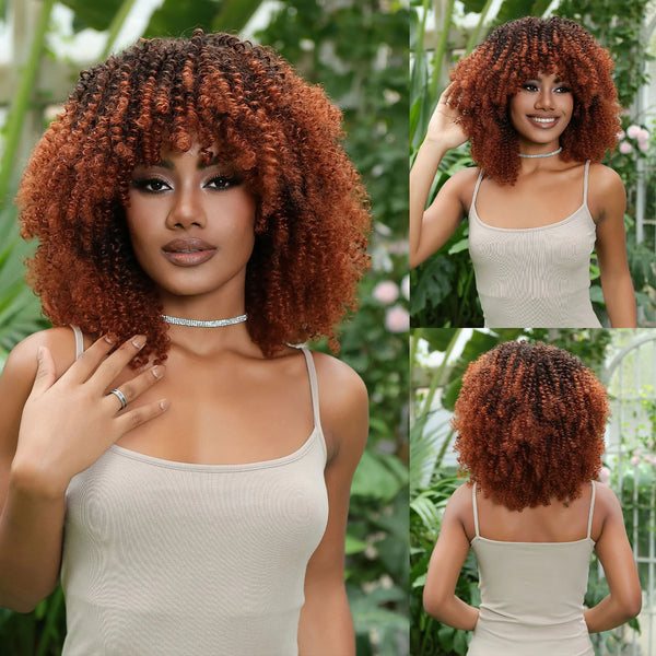 Curly Bomb Ombre Dark Root Wig