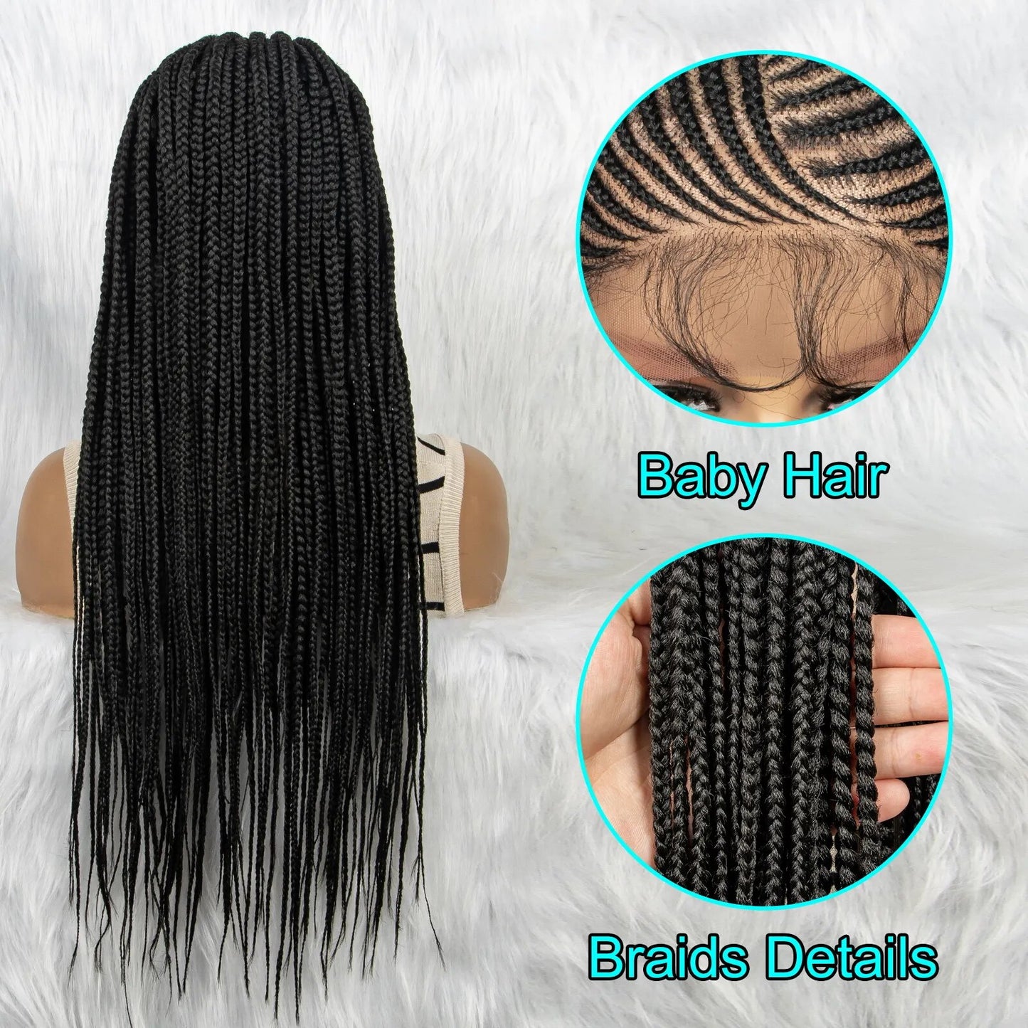 HD Lace Wigs - Braided Wigs - 13x4 HD Lace Front - Synthetic With Baby Hair - Pure Hair Gaze