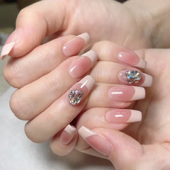 24pcs Reusable Press-On Fake Nails with Designs - Aurora Diamond Tips - Pure Hair Gaze